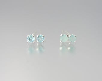 Rare Grandidierite Sterling Silver Tiny Stud Earrings