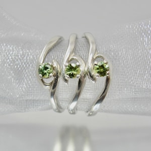 Rare Russian Demantoid Green Garnet Sterling Silver Ring: Size 5 or 6