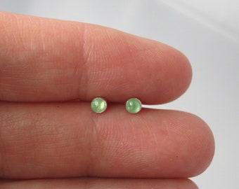 rare Merelani mint green garnet tiny stud earrings sterling silver minimalist petite post earrings