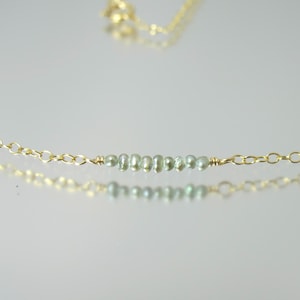 Mini Seed Pearl Necklace: Dainty, Gold Filled, Minimalist, 16" Horizontal