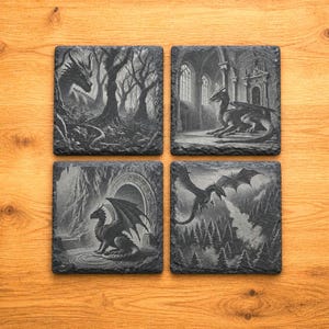 Ensemble de 4 sous-verres Dragon Art