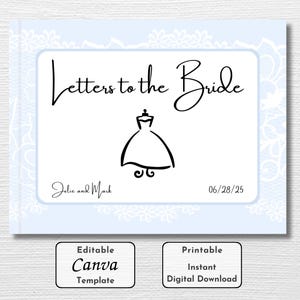 Plantilla de Canva para cartas a la novia, regalo de despedida de soltera "Something Blue", álbum de recortes de cartas para la novia, regalo de boda de la madre.
