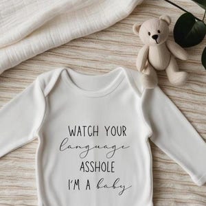 Funny Baby Onesie SVG: "Watch Your Language" Design (Digital Download)
