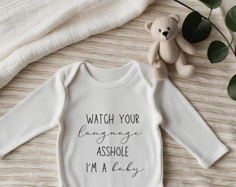 Funny Baby Onesie SVG: "Watch Your Language" Design (Digital Download)