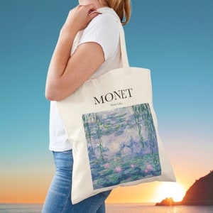 fourre-tout Monet aux nénuphars | Claude Monet | fourre-tout esthétique | Nénuphar | Art floral vintage | Respectueux de l'environnement | Cadeau artistique | Sac réutilisable