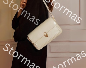 Leather Shoulder Bag | Chic Evening Bag with Gold Hardware