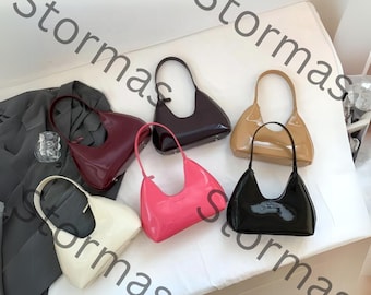 Red Patent Vegan Leather Handbag | Glossy Evening Bag