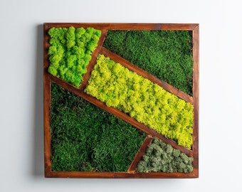 Preserved Moss Wall Art, Handmade Wood Decor, Rustic Panel, Farmhouse Accent, New Apartment Gifts