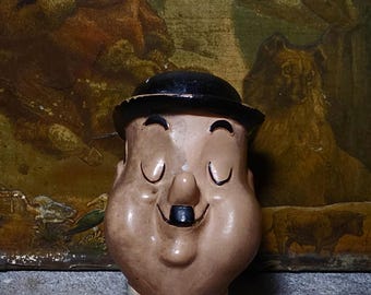 Antiker Vintage 1920er Jahre Oliver Hardy Head Flaschenstopfen Büste