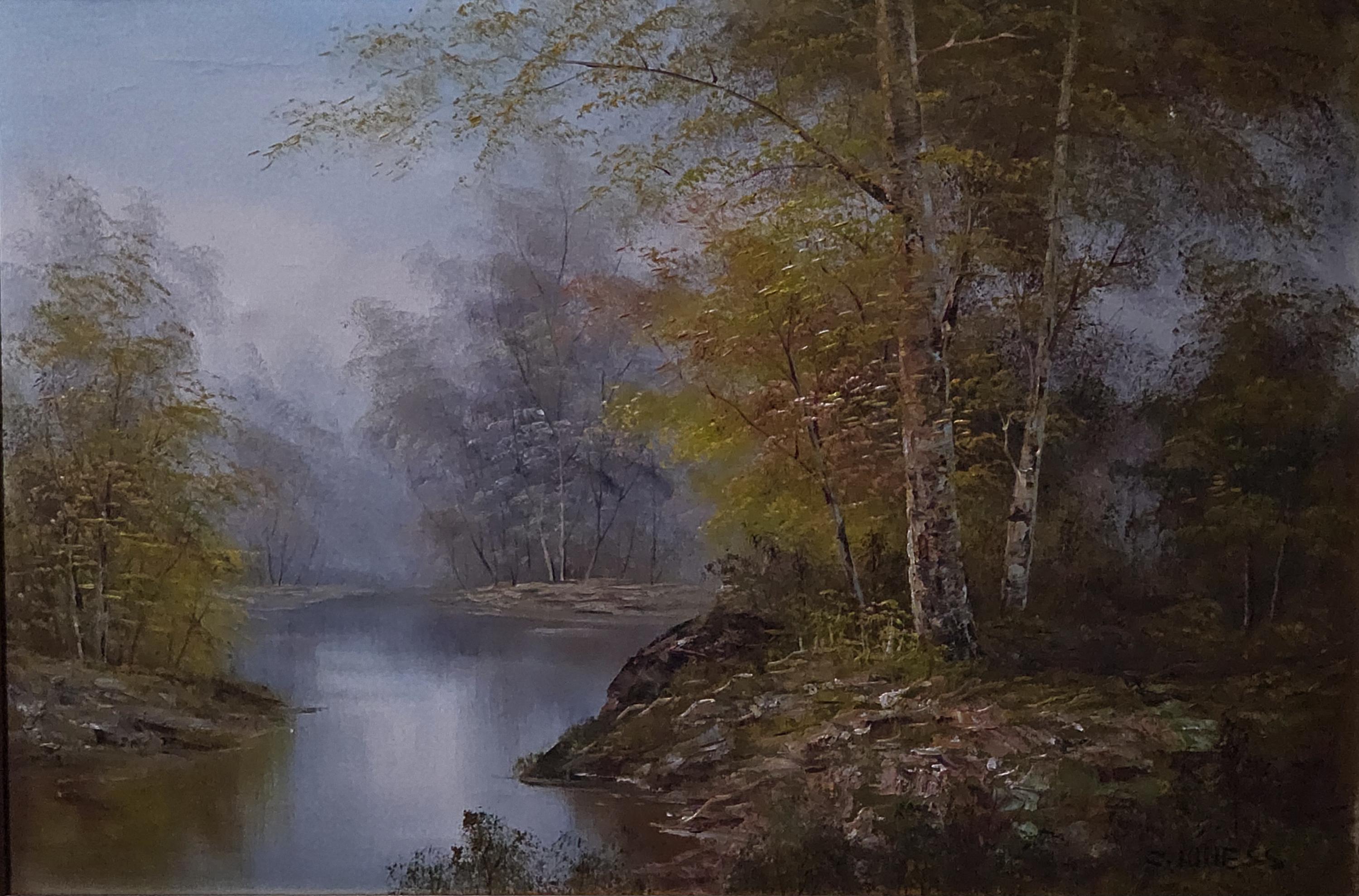 ヴィンテージ 森の風景 風景油絵 署名入り C.Inness 70 x 101 cm