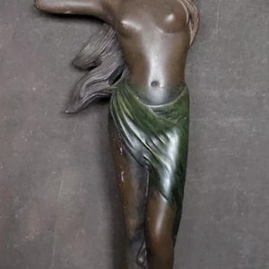 Antique Vintage Heavy Unique Resin Lady Figure Statue Paperweight Lamp Base 46x20x13cm