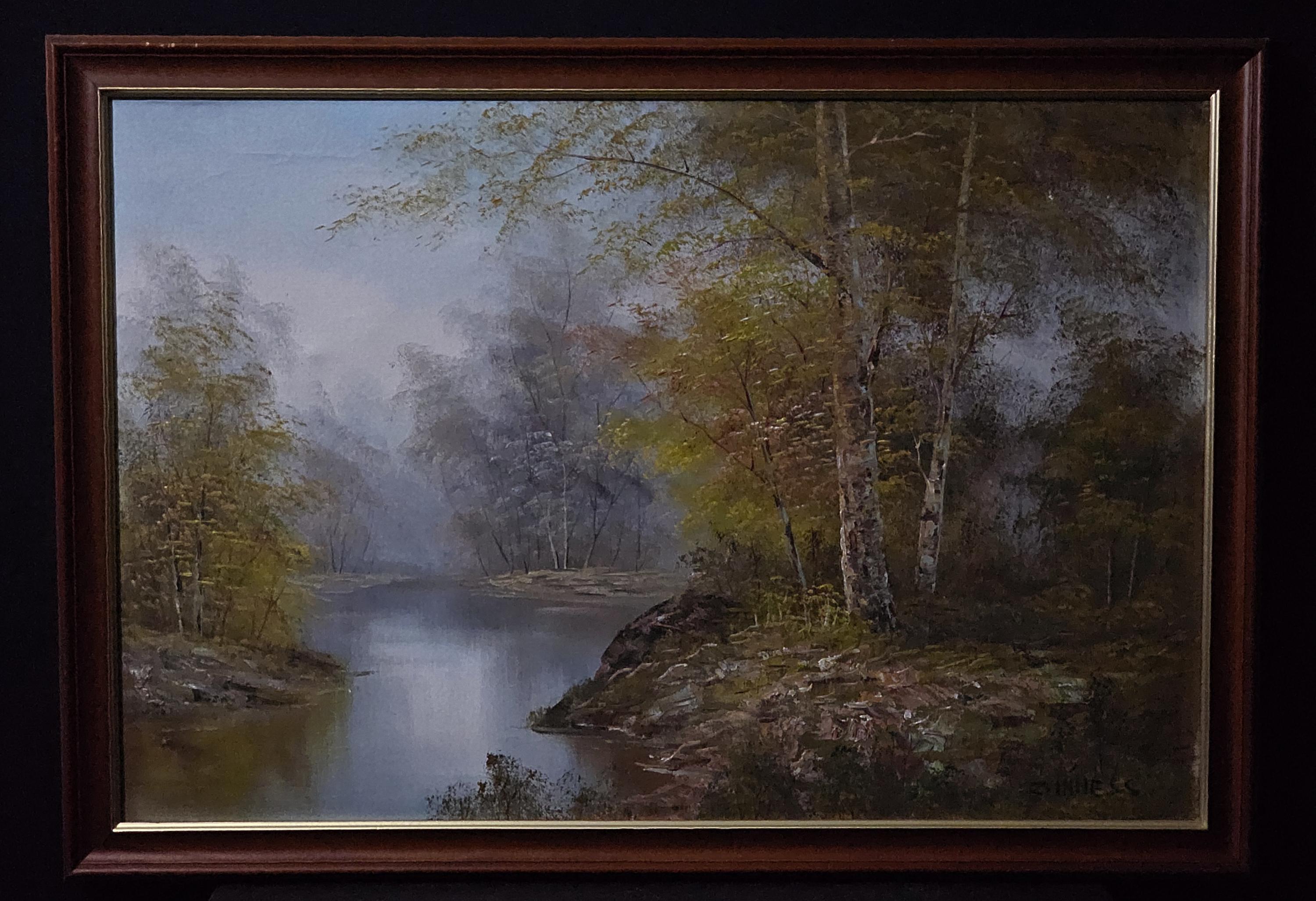 ヴィンテージ 森の風景 風景油絵 署名入り C.Inness 70 x 101 cm
