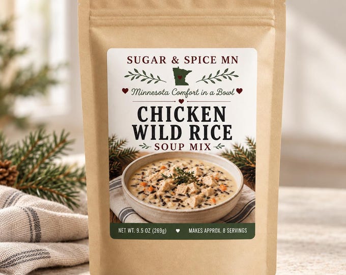 Featured listing image: Homemade Chicken Wild Rice Soup Gift small gift stocking stuffer Thinking of You, Get Well Soon Happy Birthday