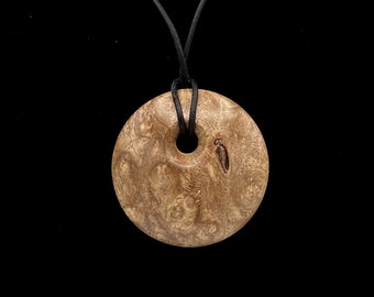 Maple Burl Wood Pendant Necklace (Handmade in USA) M2