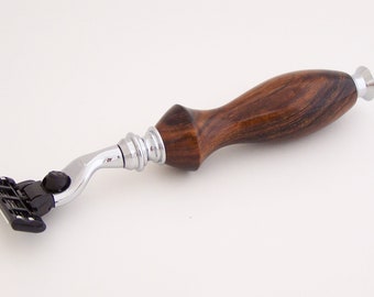 Desert Ironwood Mach 3 Razor Shaving Handle (Handmade)  D7 - Shaving Kit - 5th Anniversary Gift - Shaving Gear - Gift for Him - Wet Shaving