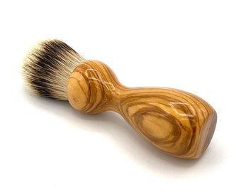 Olivewood 24mm Super Silvertip Badger Hair Shaving Brush Handle (Handmade) O1 - 5th Anniversary Gift - Wood Shaving Brush