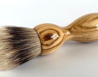 Olivewood 24mm Super Silvertip Badger Hair Shaving Brush Handle (Handmade) O3 - 5th Anniversary Gift - Wood Shaving Brush