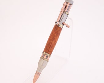 Amboyna Burl Wood Steampunk Ballpoint Pen (Handmade in USA) S1  Gift for Her - Gift for Him - Retirement Gift - Wood Pen - Steampunk