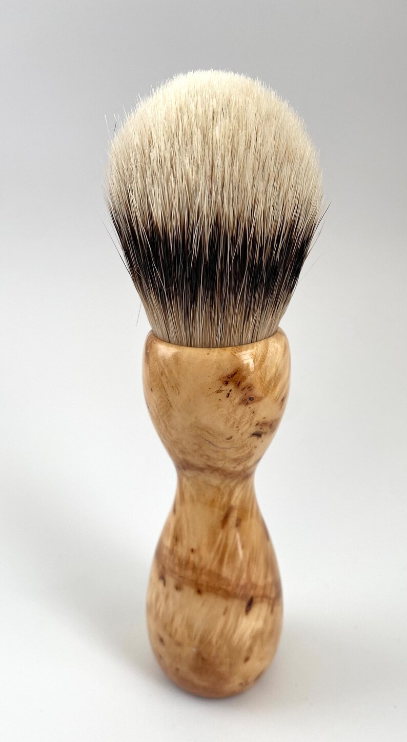 Oak Burl Wood 22mm Super Silvertip Badger Hair Shaving Brush Handle Handmade in USA O13 Anniversary Gift Wood Shaving Brush image 4