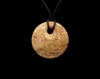 Spalted Maple Burl Wood Pendant Necklace (Handmade in USA) M7