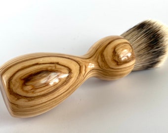 Olivewood 24mm Super Silvertip Badger Hair Shaving Brush Handle (Handmade) O2 - 5th Anniversary Gift - Wood Shaving Brush