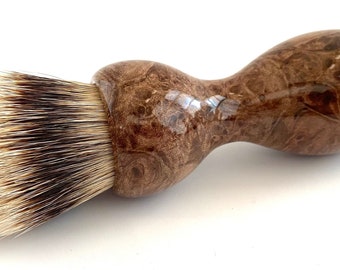 Maple Burl Wood 26mm Super Silvertip Badger Hair Shaving Brush Handle (Handmade) M1 - 5th Anniversary Gift - Head Shaving Brush