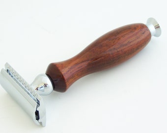 Asian Flamewood DE (Double Edge) Safety Razor Handle (Handmade in USA) A3 -  Double Edge Razor - Wood Razor - Shaving Kit - Shaving Set