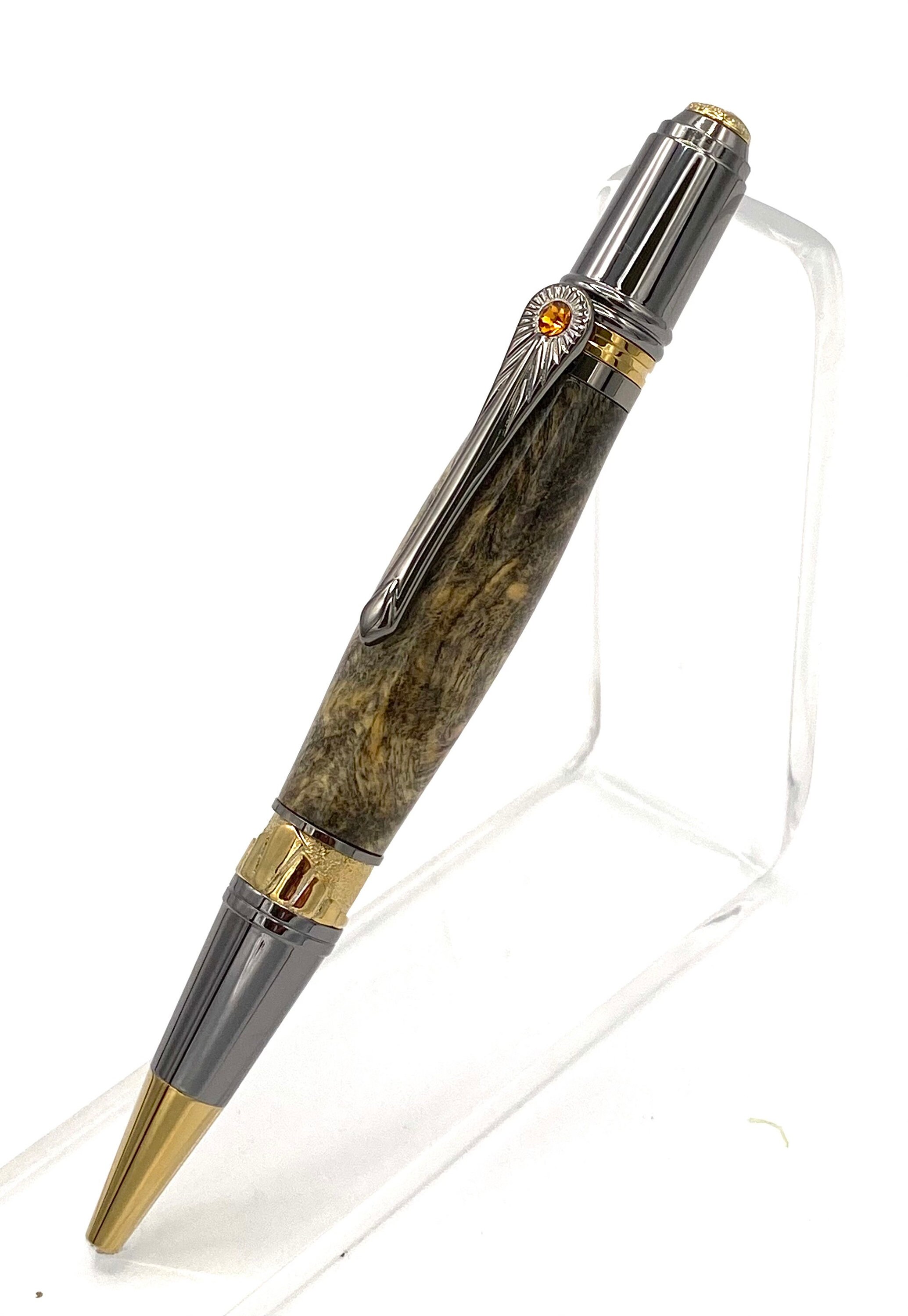 Buckeye Burl Wood Art Deco Ballpoint Pen handmade in USA B21 Etsy