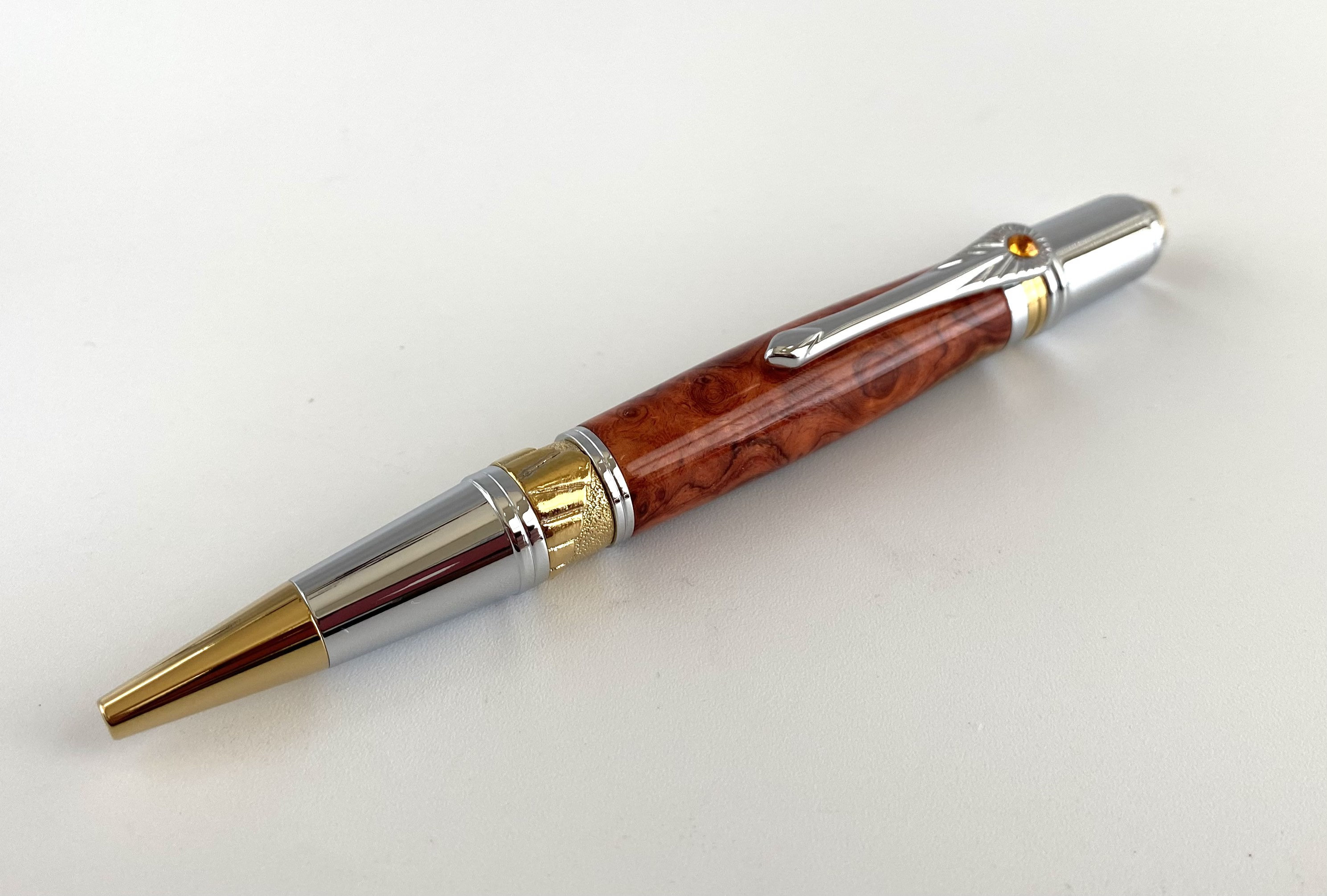 Amboyna Burl Wood Art Deco Ballpoint Pen handmade in USA A45 Etsy