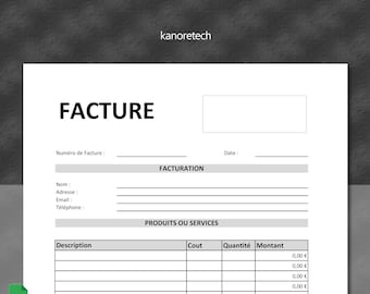 Invoice with automatic calculation for Excel and Google Sheets