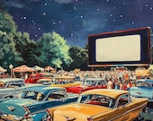 Drive-in Movie Theater | Outdoor Cinema | Auto Theater | Drive-Up Film Venue | Roadside Screen | Parking Lot Picture | Driveway Picture Show