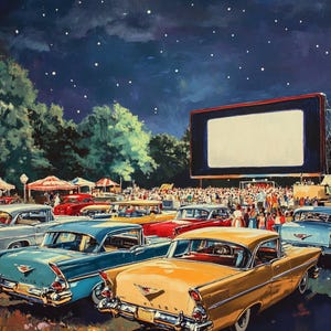 Autokino | Freiluftkino | AutoTheater | Drive-Up Drehort | Schirm am Straßenrand | Parkplatz Bild | Auffahrt Bilder zeigen