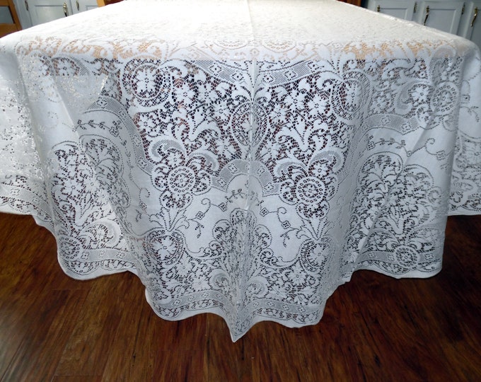 Vintage Quaker Lace Tablecloth or Lace Overlay NIP New Old Stock Oval Tablecloth Wedding Chuppah