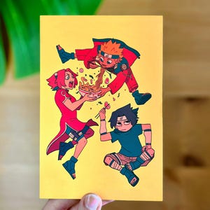 Team 7 Ramen - Impression d'art Ninja anime - Carte postale 10 x 15 cm