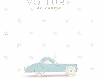 Retro Car Art Print for Boys Room