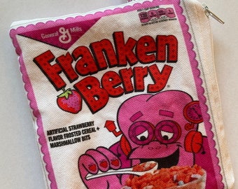 Frankenberry Zipper Bag, Retro Cereal Box Bag