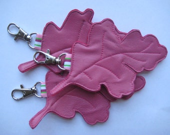 Leather Oak Leaf Bag Charm