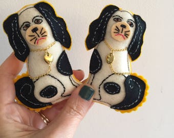 Staffordshire Dogs Brooches, Stuffed Spaniel Pin, Only One Pin Left