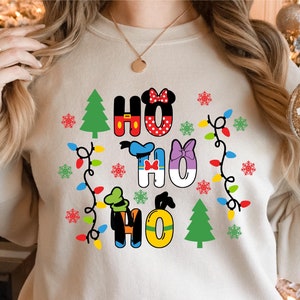 Ho Ho Ho Disney Mickey and Minnie Mouse Christmas Shirt, Santas Saying Ho Ho Ho Christmas Shirt, Disney Christmas Vacation Family Sweatshirt