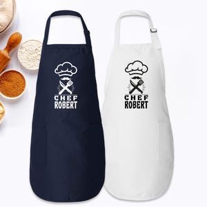 Personalized Men Chef Apron, Custom Men Cooking Apron, Gift for Him, Chef Apron for Husband, Dad or Boyfriend, Custom Kitchen Apron for Men