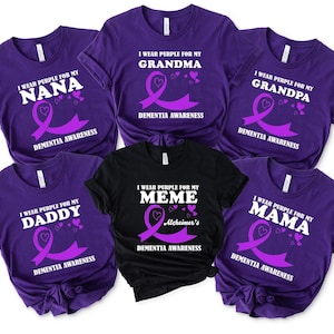 Custom I Wear Purple Dementia Awareness Shirt | Support Alzheimers Disease Tee | Personalized Purple Ribbon Shirt | Memory Care Awareness