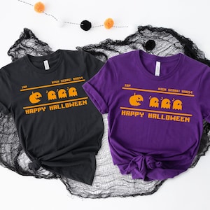 Pacman Happy Halloween Shirt | Retro Gaming Halloween Tee | Funny Pacman Ghost Shirt | Arcade Game Fan Tee | Spooky Gamer Costume Shirt