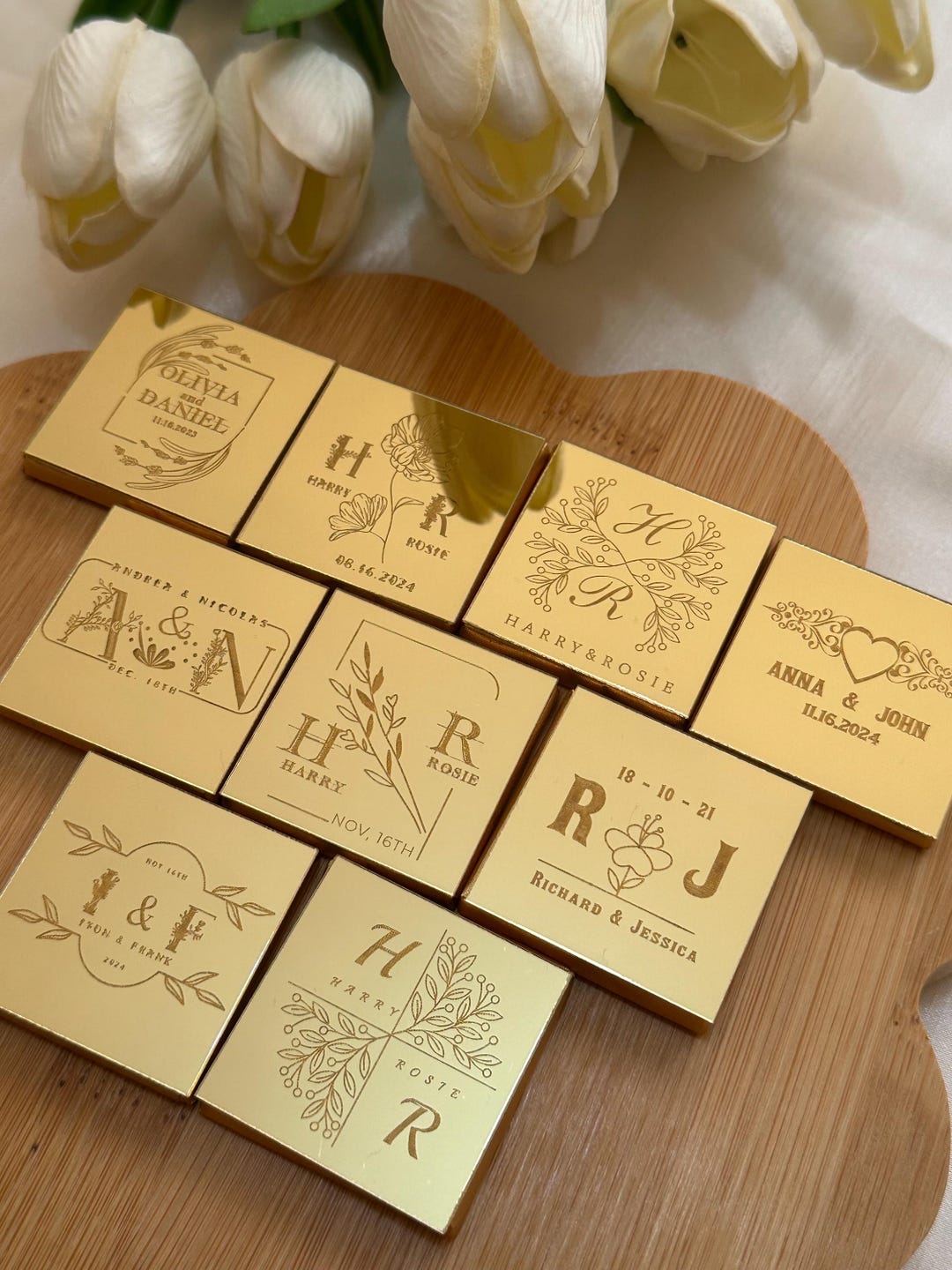 50 Personalized Wedding Favor Chocolates Bridal Chocolate Favor