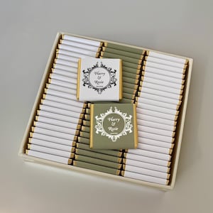 50 Personalized Wedding Chocolate Favors for Guest, Mini Chocolate Favors, Gold or Silver Foil Milk Chocolate, Wedding Table Decor.