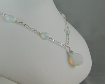 Opalite Glass Drop Necklace