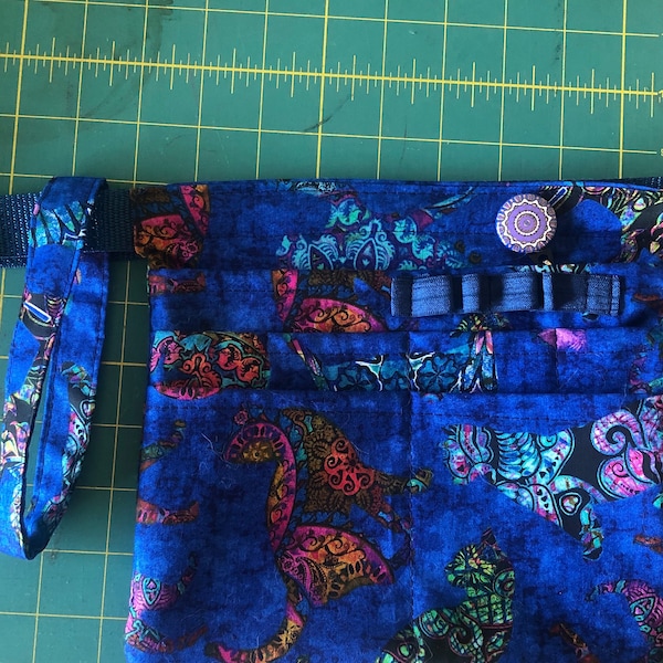 Cat Print Belted Fanny Pack, RN Nurse Vet Tech Scrub Pocket Organizer