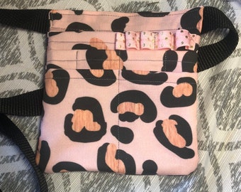 Pink Cheetah RN, Vet, Belted Medical Pack for Storing Medical Supplies, Open Pockets, Zipper Pocket