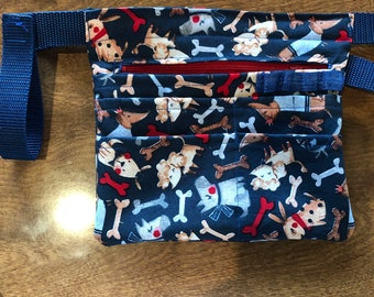Dog Print Scrub Pocket Belt Pouch, Teacher Nurse Vet Organizer