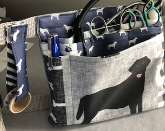 Dog Print Scrub Pocket Belted Organizer, RN Vet Tech Supply Pouch