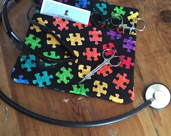 Autism Awareness RN Scrub Pocket Organizer Tool Hip Pouch With Pockets